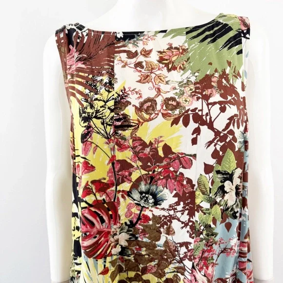 J. Jill Tank Dress Size XL Multicolor Floral Sleeveless Casual Tropical Vacation - Picture 4 of 10